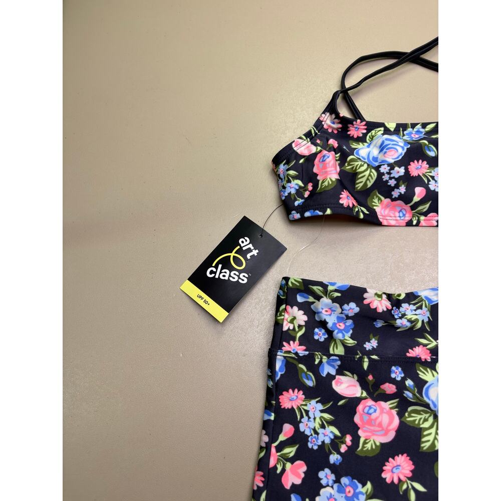 NWT Art Class Girls 2 Pc Floral Swimsuit Set Size M 8 UPF 50+ Bikini Swimwear - Picture 2 of 7